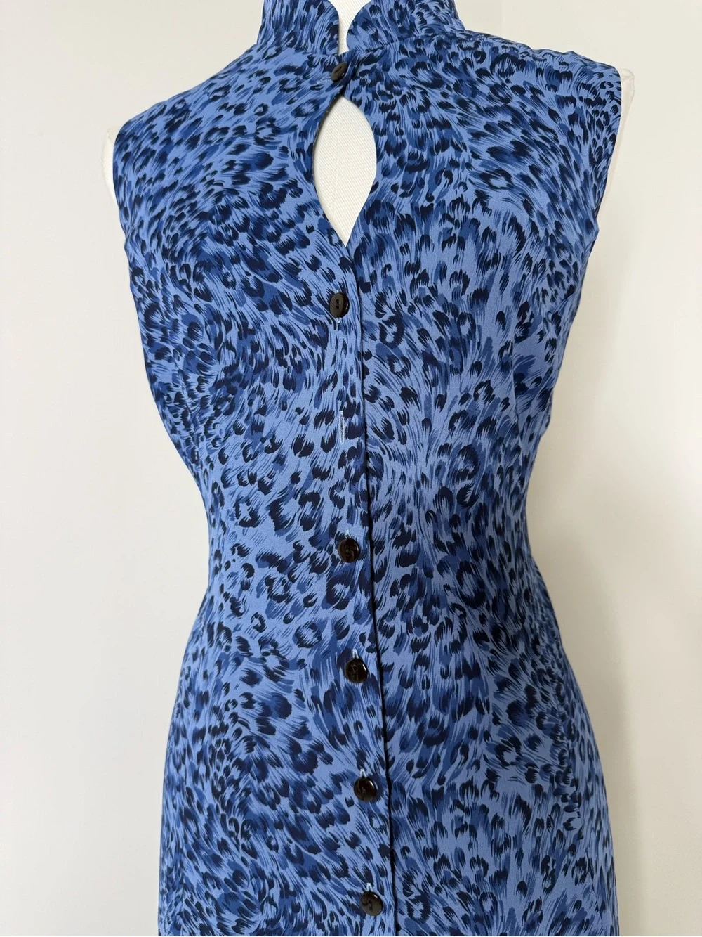 Coldwater Creek Blue Leopard Print Sleeveless Maxi Dress - Picture 6 of 16